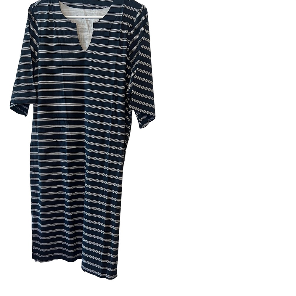 Hang Ten Womens Navy Blue Striped UPF 50+ Wicking T-Shirt Dress Large NEW